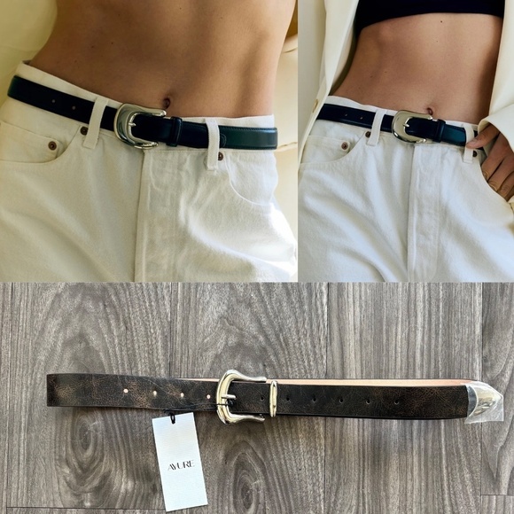 Ayure Bowie Brown and Silver Textured Belt NEW - Picture 1 of 8